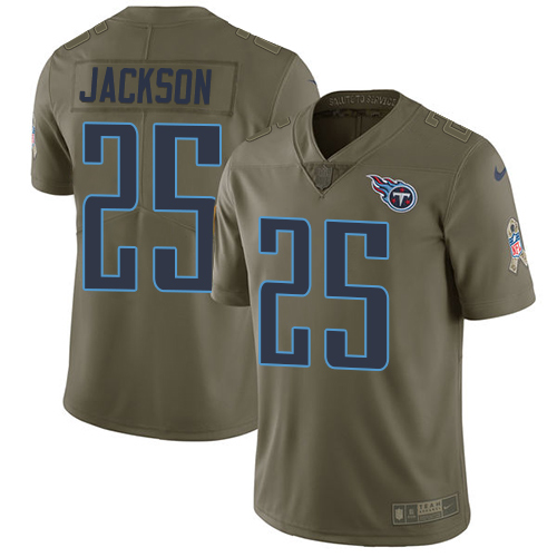 Nike Titans #25 Adoree' Jackson Olive Men's Stitched NFL Limited Salute to Service Jersey - Click Image to Close